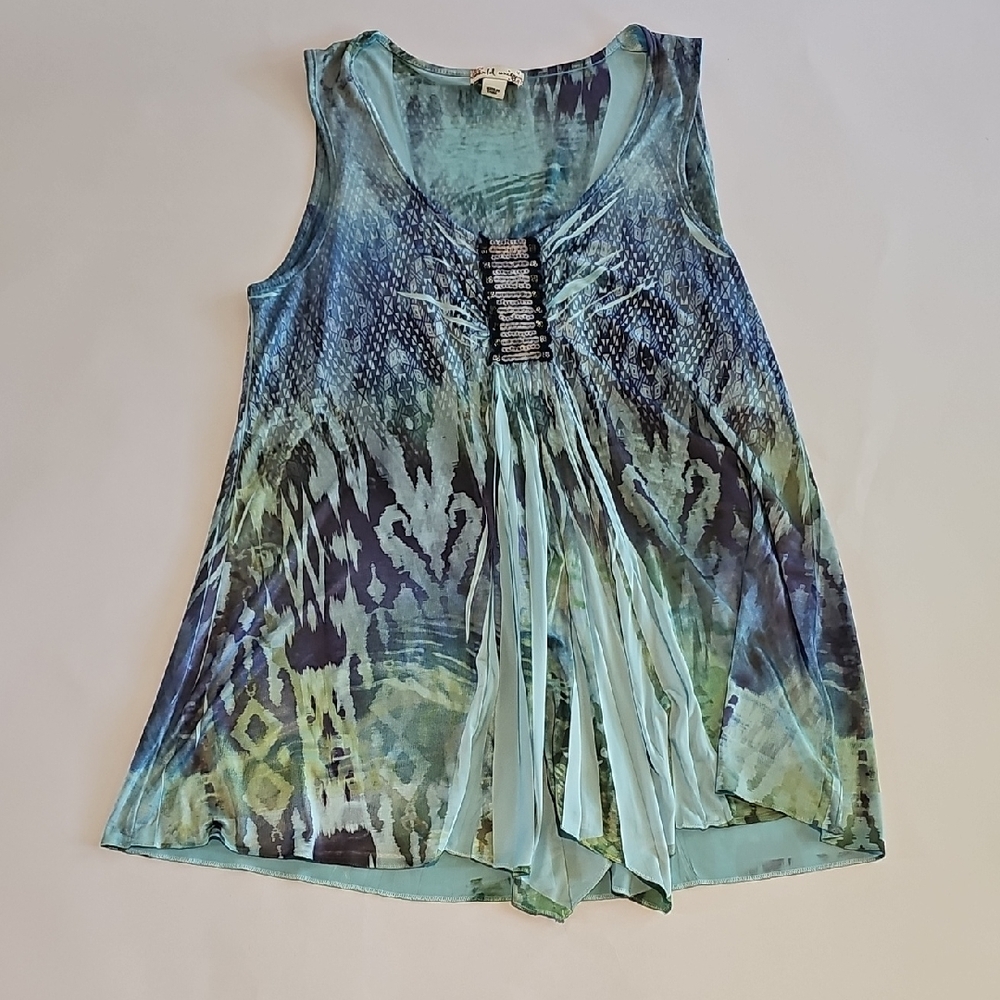 Green and Blue Relaxed Tank Top